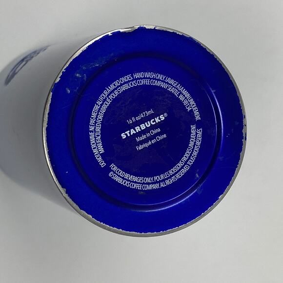 Starbucks Coffee Cold Beverage Blue Stainless Steel 16 Fl Oz Tumbler With Lid - Picture 5 of 9